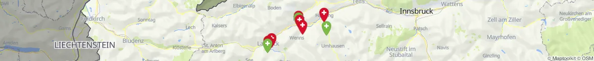 Kartenansicht für Apotheken-Notdienste in der Nähe von Mils bei Imst (Imst, Tirol)